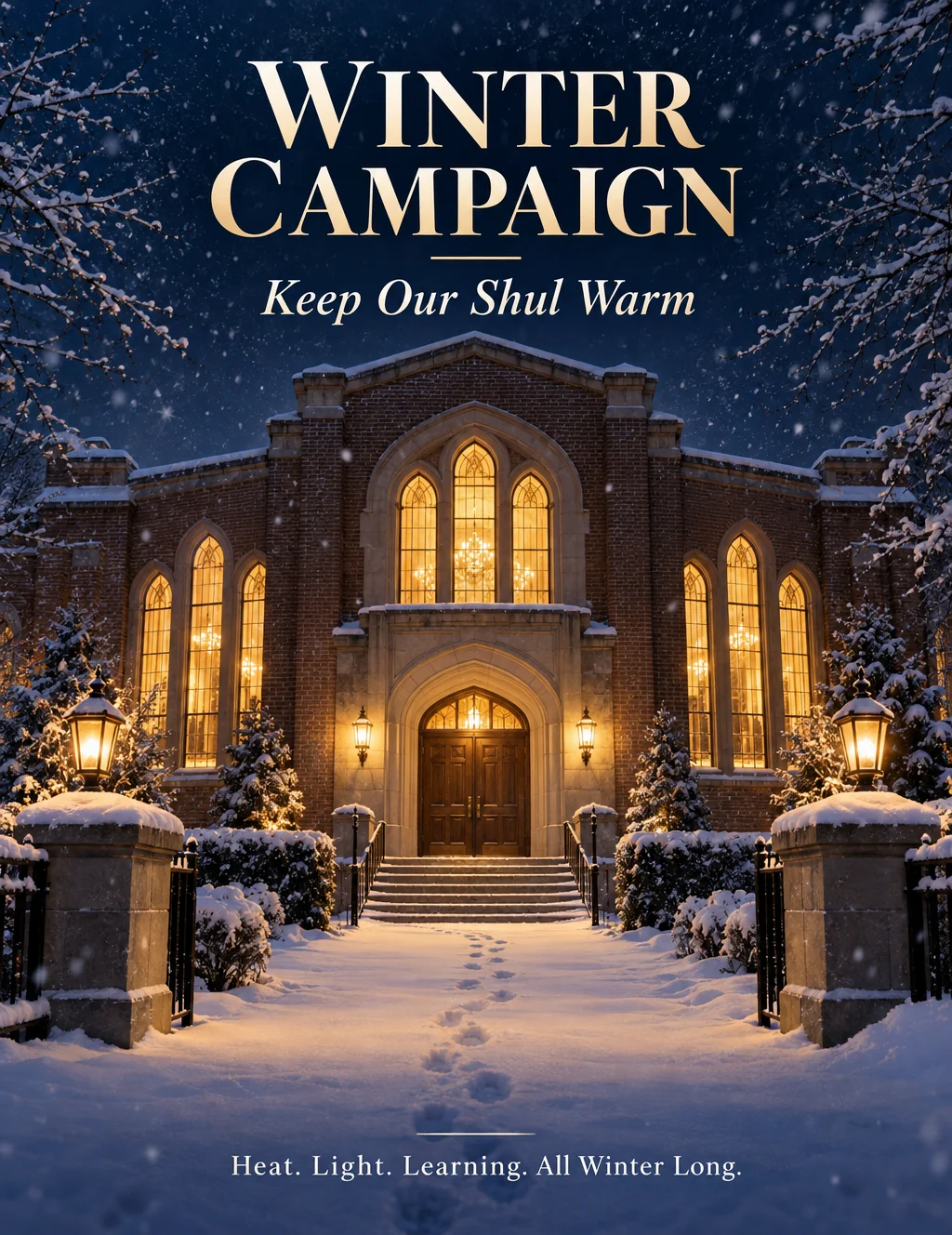 Winter Campaign mockup: Keep Our Shul Warm